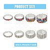 8Pcs 8 Style Rhinestone Tennis Chains Stretch Rings Set for Women RJEW-FI0001-02-2