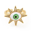 Cubic Zirconia Sun with Evil Eye Open Cuff Ring with Acrylic RJEW-B042-09G-04-2