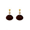 Wood & Brass Dangle Stud Earrings WGD57B9-01-2
