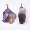 Electroplate Natural Amethyst Pendants G-T112-13C-2