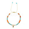 Bohemian Natural Mixed Gemstone Round Beads Braided Beaded Bracelets MK7779-1-1