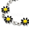 304 Stainless Steel Flower Link Chain Bracelets with Enamel BJEW-E088-02P-3