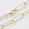 Brass Round Oval Paperclip Chain Necklace Making MAK-S072-06A-G-1