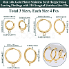 12Pcs 3 Style 201 Stainless Steel Huggie Hoop Earring Findings STAS-BBC0004-91G-2
