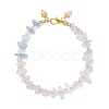 Cherry Quartz Glass & Natural Aquamarine Chips Beaded Bracelets for Women BJEW-JB12526-02-2