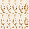 10Pcs Brass Micro Pave Cubic Zirconia Pendants KK-BBC0019-34-7