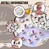 80Pcs 4 Styles Coffee Printed Wooden European Beads WOOD-CJ0001-82-3