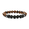 Natural Tiger Eye & Lava Rock & Synthetic Hematitie Beads Stretch Bracelet Set BJEW-JB07030-2