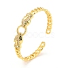 Leopard Door Knocker Shape Cubic Zirconia Cuff Bangle BJEW-D448-21G-RS-1