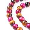 Natural Rose Tiger Eye(Dyed & Heated) and Yellow Tiger Eye(Dyed & Heated) Beads Strands G-G101-6mm-1-6
