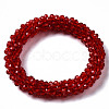 Faceted Transparent Glass Beads Stretch Bracelets BJEW-S144-002F-02-2