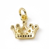 Brass Micro Pave Clear Cubic Zirconia Crown Charms ZIRC-F132-64G-2