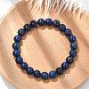 Natural Lapis Lazuli Beaded Stretch Bracelet X-BJEW-F203-06-1