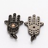 Palm with Evil Eye Brass Micro Pave Cubic Zirconia Pendants ZIRC-P013-11B-FF-1