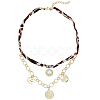 Alloy Crystal Rhinestone with Imitaiton Pearl Pendant Polyester Collar Necklaces for Women NJEW-SP0001-17A-1