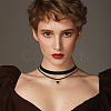 4Pcs 2Styles Alloy & Black Velvet Inverted Triangle Pendant Double Layer Choker Necklaces NJEW-WH20002-11B-4