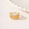 Hollow Brass with ABS Imitation Pearl Beads Wide Band Rings for Women OP9708-3-2