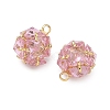 Brass Pave Pink Cubic Zirconia Charms CU-CBAD360-08G-03-2