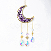Natural Amethyst Chips Moon Pendant Decoration DJEW-PW0019-13D-1