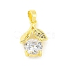 Brass Micro Pave Clear Cubic Zirconia Pendants KK-P263-06A-G-1