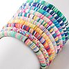 10Pcs 10 Color Handmade Polymer Clay Disc Surfer Stretch Bracelets Set BJEW-JB08873-6