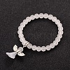 Stretchy Frosted Glass Beads Kids Charm Bracelets for Children's Day BJEW-JB01769-07-1