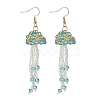 304 Stainless Steel Glass Seed Beads Jellyfish Dangle Earrings EJEW-MZ00553-05-3