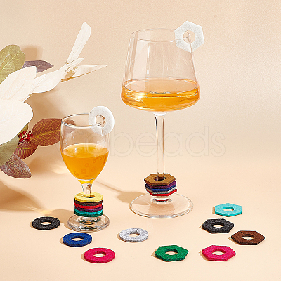 24Pcs 2 Style 12 Colors Felt Wine Glass Charms AJEW-BC0003-68-1