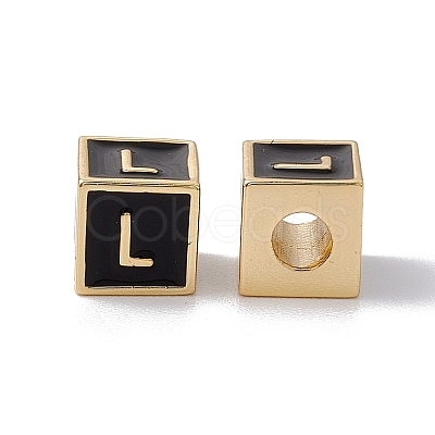 Rack Plating Brass Enamel Beads KK-B060-04G-01L-1