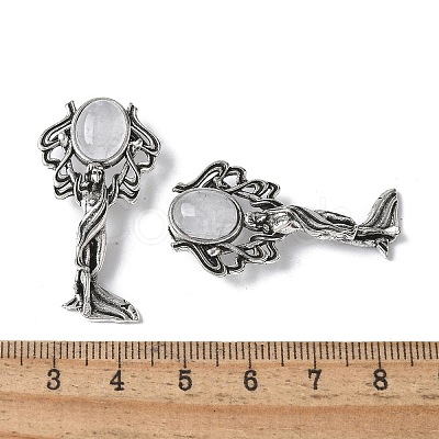 Angel Brass Natural Quartz Crystal Pendants KK-D361-02AS-18-1