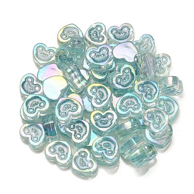 UV Plating Rainbow Iridescent Acrylic Beads OACR-G012-11B-1