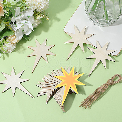 40Pcs Unfinished Wooden Star Pendants Set for Painting Arts WOOD-SP0001-43-1