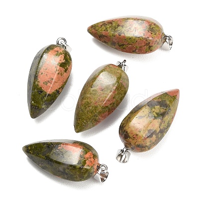 Natural Unakite Pendants GG-K002-16K-1