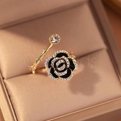 Alloy Rhinestone Adjustable Open Cuff Rings FS-WG54D79-01-1