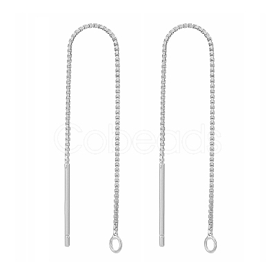 Anti-Tarnish Rhodium Plated 925 Sterling Silver Stud Earring Findings STER-E051-B-01P-1
