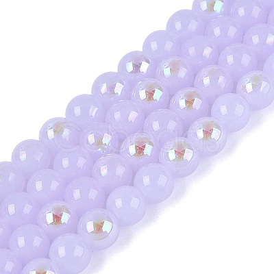 Electroplate Imitation Jade Glass Beads Strands EGLA-Q132-6MM-01B-04-1