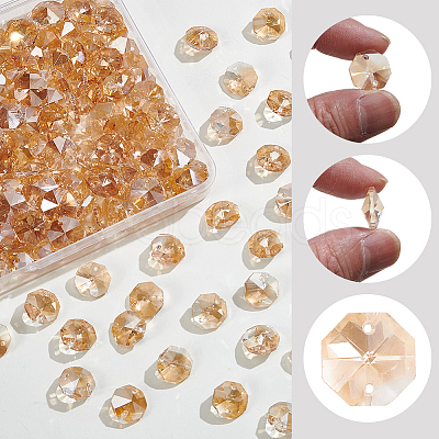 240Pcs Electroplate Glass Faceted Octagon Links Connector Charms EGLA-SP0001-43B-1