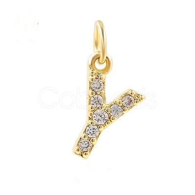 Brass Cubic Zirconia Pendants with Jump Rings FIND-PW0024-09Y-1