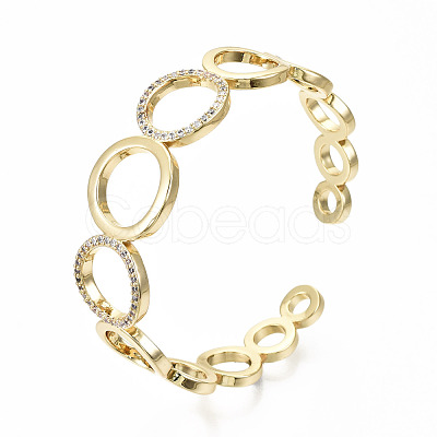 Brass Micro Pave Clear Cubic Zirconia Cuff Bangles BJEW-S142-016-NF-1