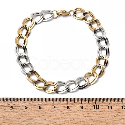 304 Stainless Steel Cuban Link Chain Bracelets for Women LS-BJEW-D377-01C-1