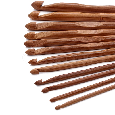 12Pcs Carbonized Bamboo Knitting Needles PW-WG37861-01-1