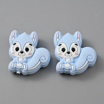 Squirrel Food Grade Eco-Friendly Silicone Beads SIL-WH0012-030C-1