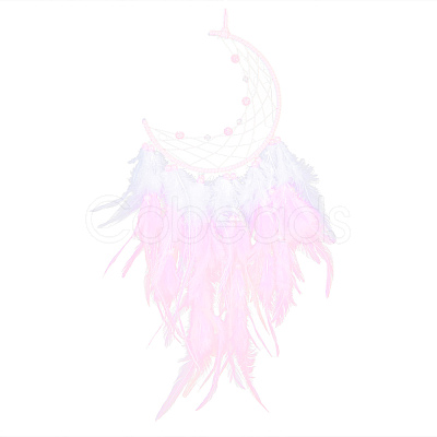 Iron Woven Web/Net with Feather Pendant Decorations AJEW-P097-02-1
