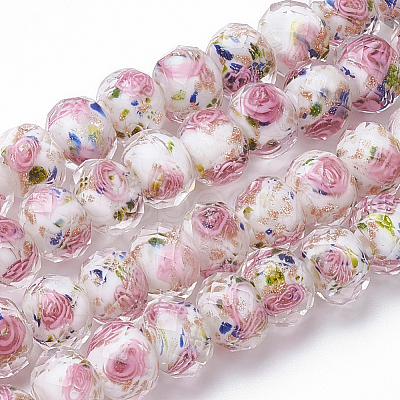 1 Starnd Handmade Gold Sand Lampwork Beads Strands LAMP-PA0001-76C-1