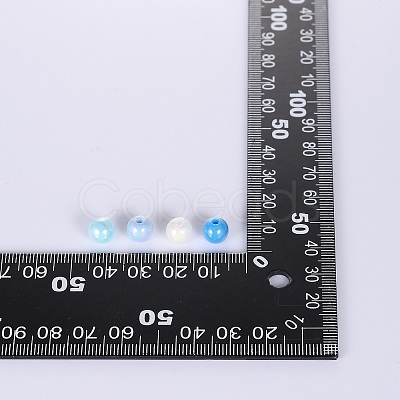 400Pcs 4 Colors Opaque Acrylic Beads MACR-SZ0001-79D-1