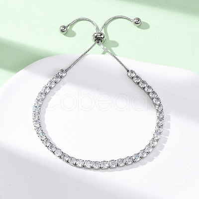 304 Stainless Steel with Clear Cubic Zirconia Link Chain Bracelets BJEW-G754-03P-03-1
