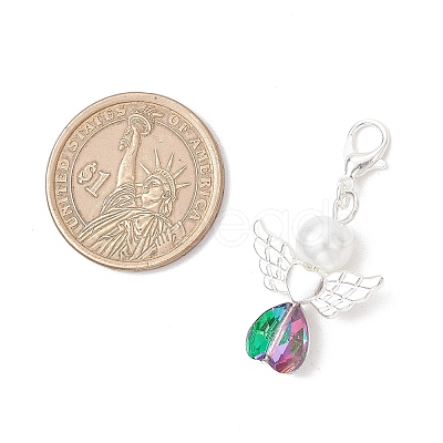 Glass Angel Pendant Decorations HJEW-JM03561-1