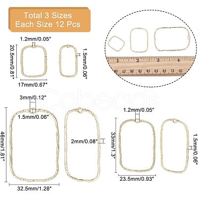 CHGCRAFT 36Pcs 3 Styles Alloy Open Back Bezel Pendants FIND-CA0006-07-1