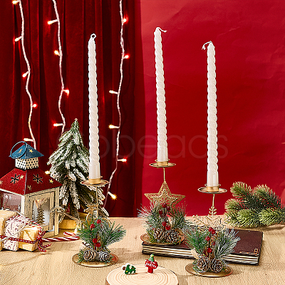 3Pcs 3 Styles Christmas Theme Iron & Plastic Candle Holder AJEW-OC0014-47-1