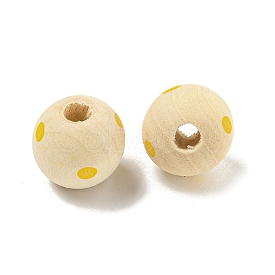 Printed Wood European Beads WOOD-G022-18F-1